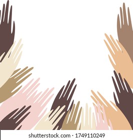 
Frame for text from the hands of different colors. The idea of ​​combining different races. The problem of interaction between different nations. The unity of all people. Friendship between nations.
