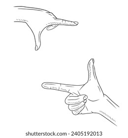 Frame for text of icon made of realistic hand drawings isolated on white background. Hand drawn vector sketch illustration in doodle engraved vintage style. Attention, pointing, indicating.