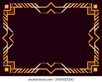 Frame for text in line art style. Art deco frame. Golden vintage linear border. Design a template for invitation, leaflet and greeting card. Vector illustration