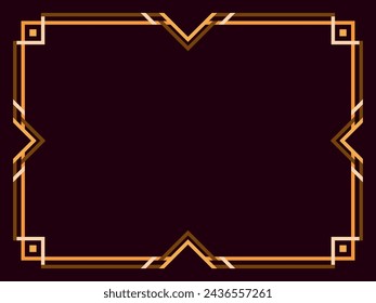Frame for text in line art style. Art deco frame. Golden vintage linear border. Design a template for invitation, leaflet and greeting card. Vector illustration