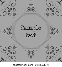 Frame for text with a monochrome pattern in Arabic, Asian style. 