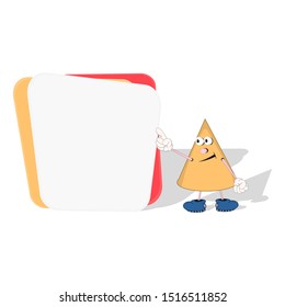 Frame for text and notes from colored cards with a cartoon cone hero. Vector for banners on different topics.