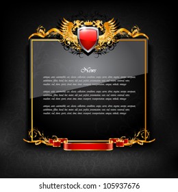 Frame with text on dark background. Vector