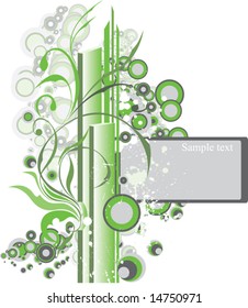 frame for text on green rack with ornament on grunge background