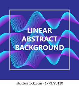 Frame for text on wavy linear abstract background with gradient color from light blue to light purple on dark blue abstract background.For business, advertising, quote, gift card and invitations.