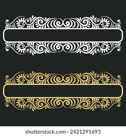 Frame for text with ornament,Vector vintage royal title border or text frame ornament elements, Luxury black vintage Border wedding invitation card design elements	