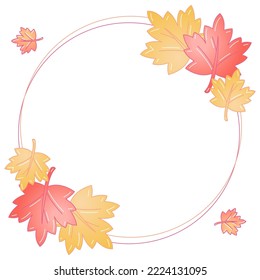 Frame for text with pastel autumn leaves