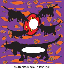 Frame for the text, a pattern with dogs