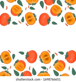 
frame for text from ripe persimmons. set of persimmons with place for text