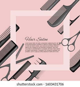 Frame for text with a set of beauty items. Cartoon style. Vector illustration