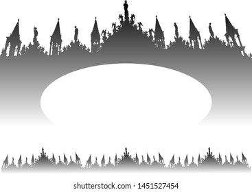 Frame for text with the silhouette of the Venice Cathedral San Marco vector, gradient, elegant for menu or invitation