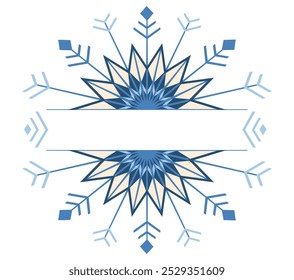 O quadro do texto com o ornamento floco de neve.