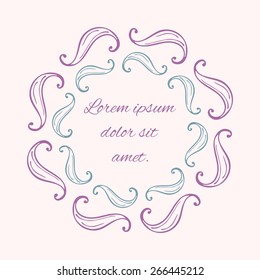 Frame with text template. Vector ornate element.