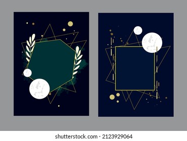frame with texture and golden geometric lines. Cover design, brochure background. Corporate identity template. vector illustration