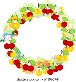 The frame that is made with cherries