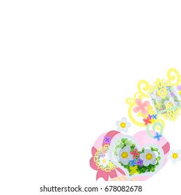 The frame that is made with flower objects