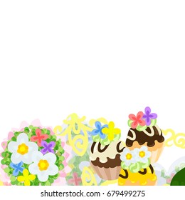 The frame that is made with flower objects
