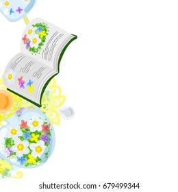 The frame that is made with flower objects
