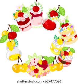 The frame that is made with various cherry sweets