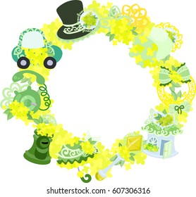 The frame that is made with various miscellaneous goods of yellow flowers