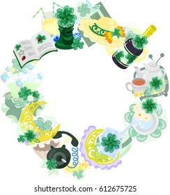 The frame that is made with various miscellaneous goods of clover