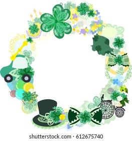 The frame that is made with various miscellaneous goods of clover