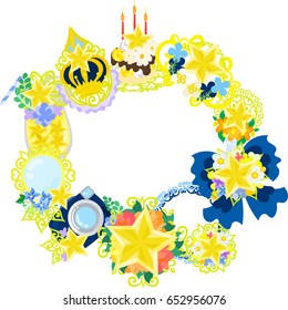 The frame that is made with various miscellaneous goods of stars