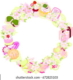 The frame that is made with various miscellaneous goods of cherry blossom