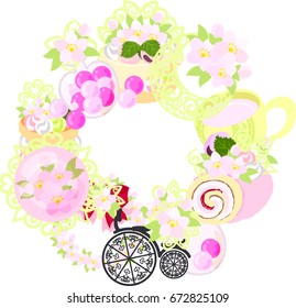 The frame that is made with various miscellaneous goods of cherry blossom