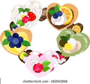 The frame that is made with various sweets of heart