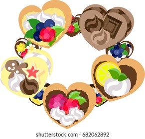 The frame that is made with various sweets of heart
