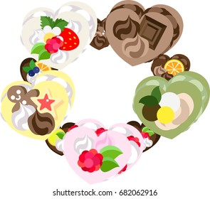 The frame that is made with various sweets of heart