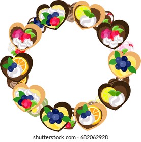 The frame that is made with various sweets of heart