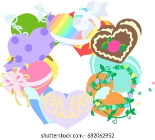 The frame that is made with various sweets of heart