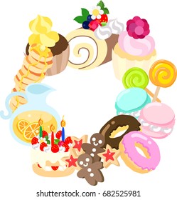 The frame that is made with various sweets