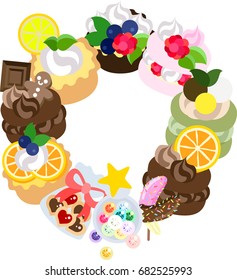 The frame that is made with various sweets