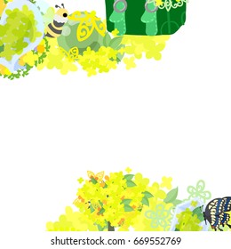 The frame that is made with yellow flower objects