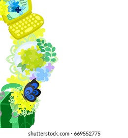 The frame that is made with yellow flower objects