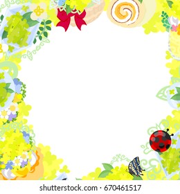 The frame that is made with yellow flower objects