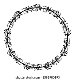 frame with the theme of leafy plants, natural style border, delimiter for text or banners with isolated white background.