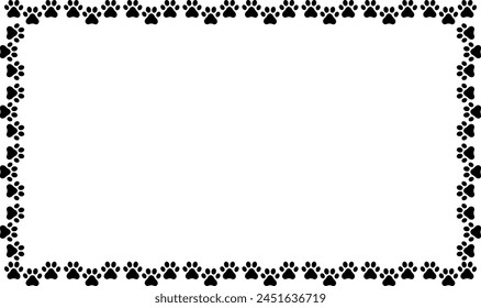 frame with themes of pet paws, dogs, cats, for backgrounds and textures