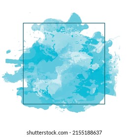Rahmen mit dünner schwarzer Grenze und hellblauer Wasserfarbe für Einladungskarte