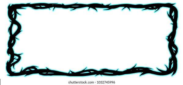 Frame of thorns, background border for the Lent season, graphic element, black and white vector illustration.