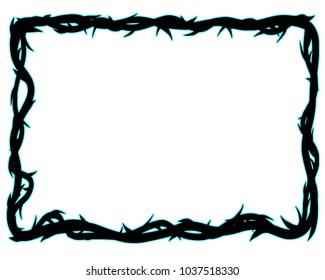 Frame of thorns, background border for the Lent season, graphic element, black and white vector illustration.