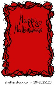 Frame of thorns, graphic element, black? red and white vector illustration.  