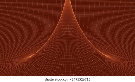 Frame torus with connected lines and dots. 3D texture of a wormhole portal with a mesh structure. Polygonal mesh element. Grid vector illustration.