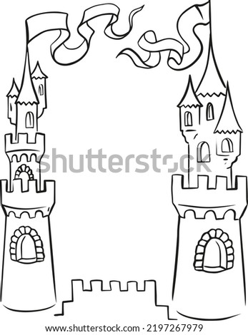 frame, towers, flags vector illustration art design