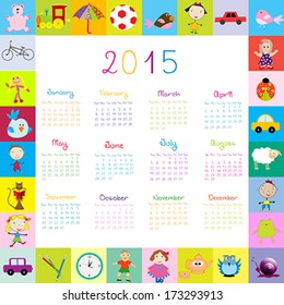 Frame with toys 2015 calendar for kids