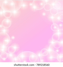Frame transparent bubbles on a pink background. shining background. Bright Blue Abstract bubbles kids background