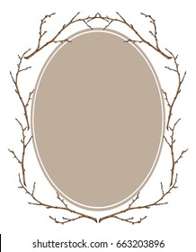 Frame from tree branches - brown background, isolated object, vector illustration
